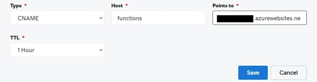 Creating a CNAME Record for the subdomain functions.mywinedb.org