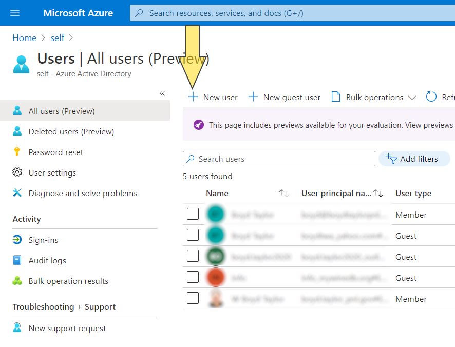 Add New User to Azure Active Directory