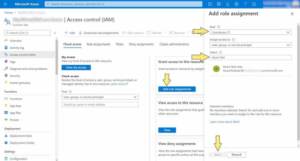 Steps to give a User a role in the Function API